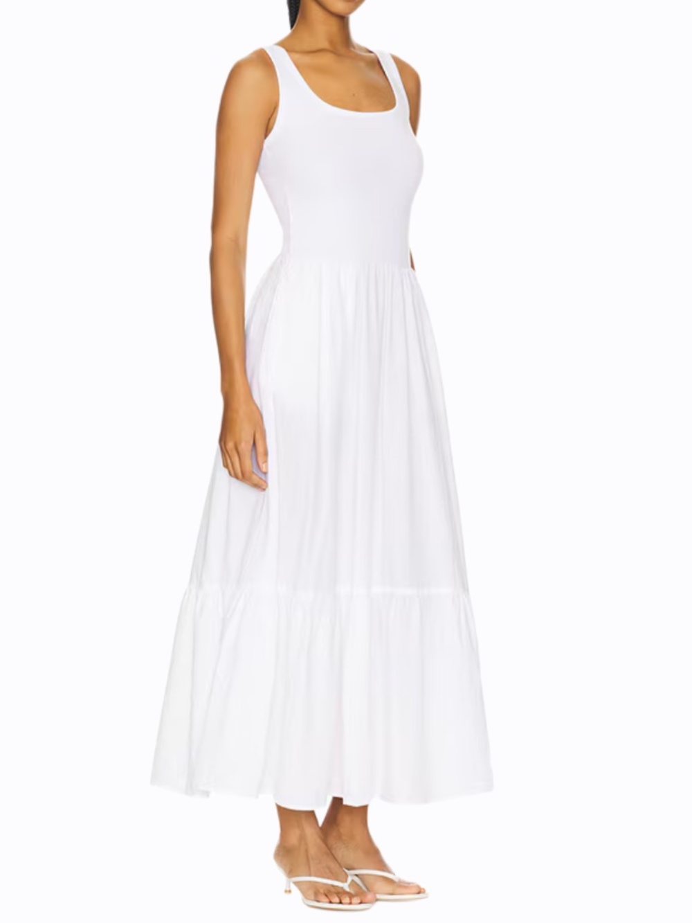 Sundry Mixed Media Dress in Optic White Revolve
